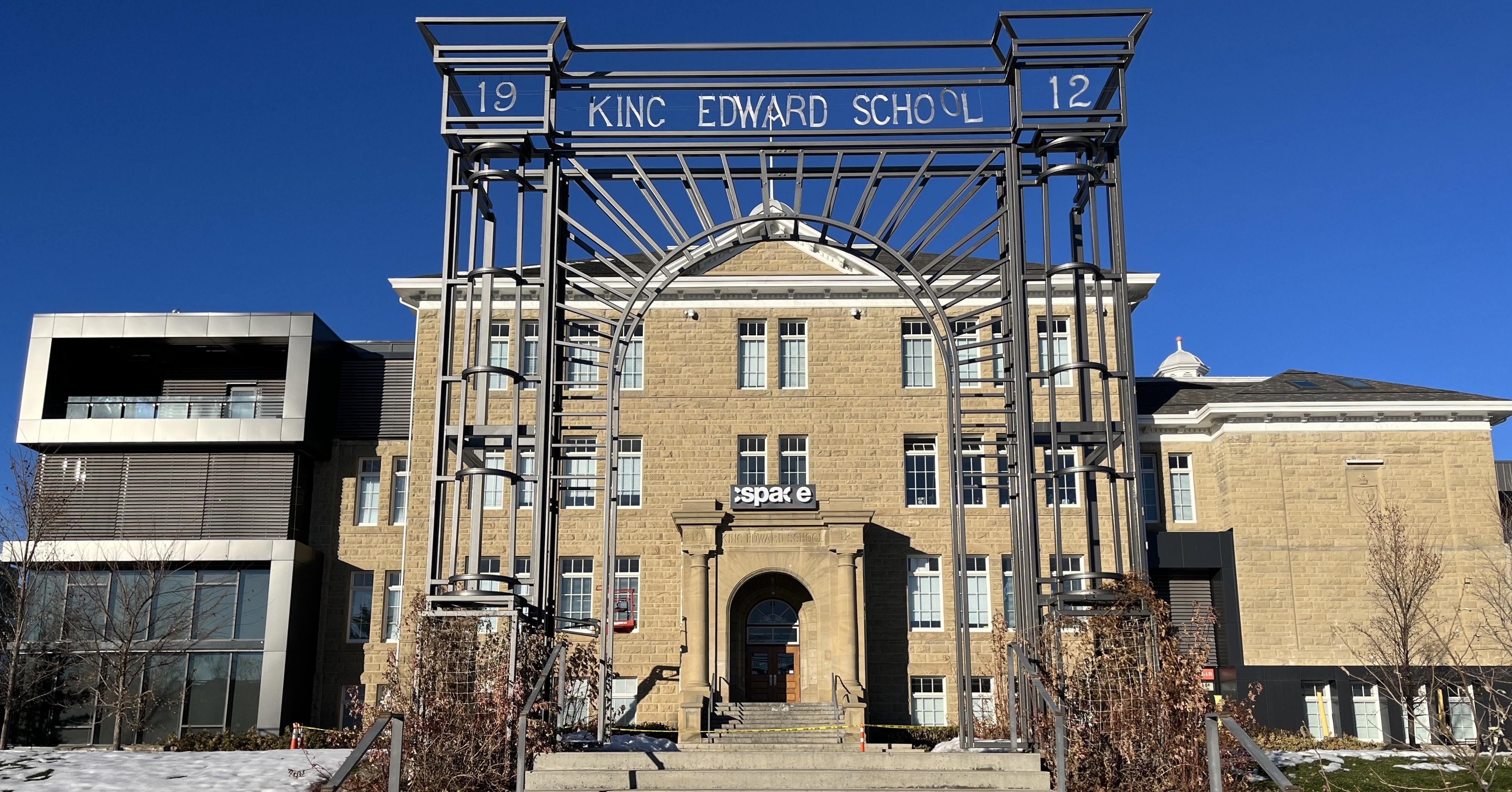Historic sandstone school, urban art, urban exploring, public space