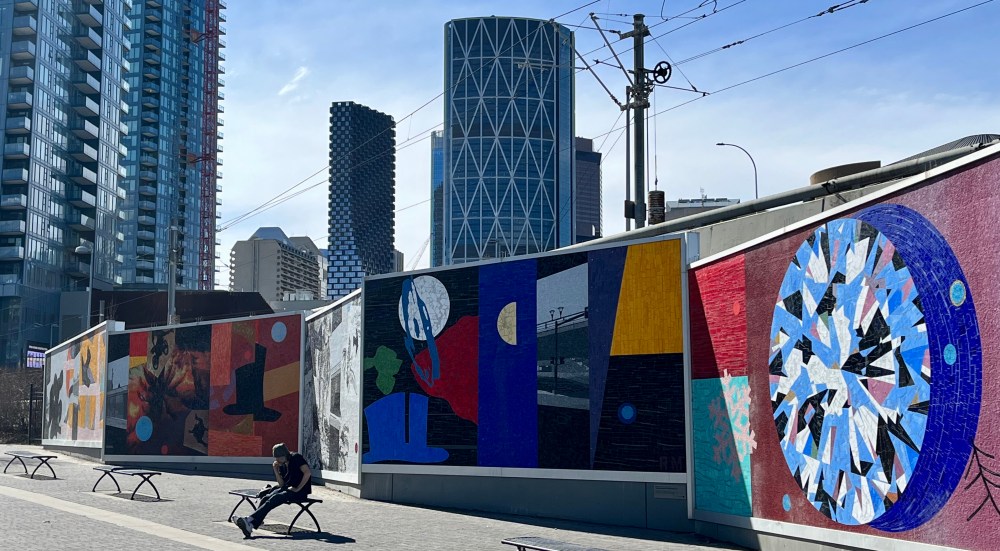 Public art installation by RiverWalk in Calgary's East Village
